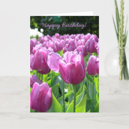 Happy Birthday Wenskaart Paarse Tulips Kaart