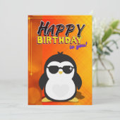 Happy Birthday Wenskaart (Penguin Theme) Kaart (Staand voorkant)