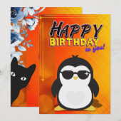 Happy Birthday Wenskaart (Penguin Theme) Kaart (Voorkant / Achterkant)