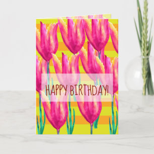 Happy Birthday Wenskaart, Tulips and Lines Kaart