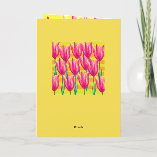 Happy Birthday Wenskaart, Tulpen en Lijnen Kaart (Achterkant)