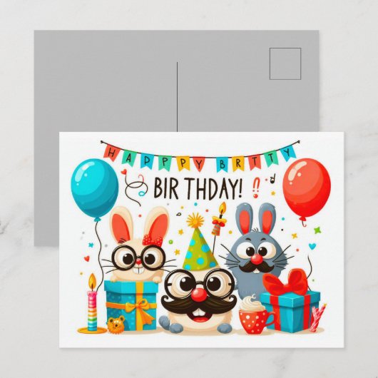 Happy Birthday Wenskaarten Briefkaart (Voorkant / Achterkant)