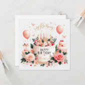 Happy Birthday Wenskaarten Kaart (Voorkant / Achterkant in situ)