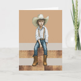 Happy Birthday Western Ranch Cowgirl Illustration  Kaart
