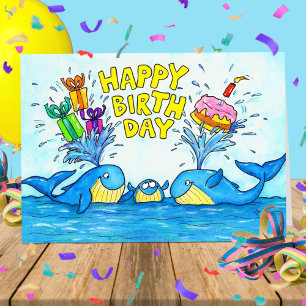 Happy Birthday Whales Wenskaart Bedankkaart