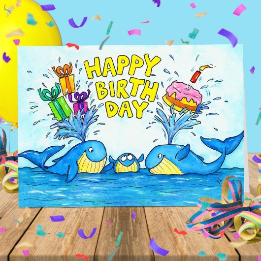 Happy Birthday Whales Wenskaart Bedankkaart