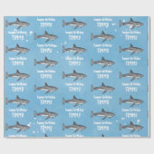 Happy Birthday Whimsical Blue Ocean Sharks Fun Cadeaupapier (Vlak)