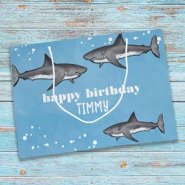 Happy Birthday Whimsical Blue Ocean Sharks Fun Groot Cadeauzakje