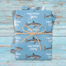 Happy Birthday Whimsical Blue Ocean Sharks Fun