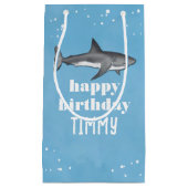 Happy Birthday Whimsical Blue Ocean Sharks Fun Klein Cadeauzakje (Voorkant)