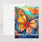 Happy Birthday Whimsical Butterfly Design Briefkaart (Voorkant / Achterkant)