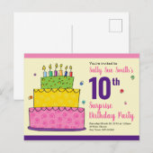 Happy Birthday Whimsical Cake Candle Uitnodiging Briefkaart (Voorkant / Achterkant)