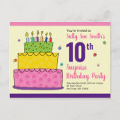 Happy Birthday Whimsical Cake Candle Uitnodiging Briefkaart (Voorkant)