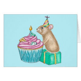 Happy Birthday Whimsical Cupcake Pika Illustratie