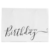 Happy Birthday White Black Elegant Large Gift Bag Groot Cadeauzakje (Achterkant)
