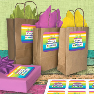 Happy Birthday White Cake Vibrant Colored Icing Vierkante Sticker