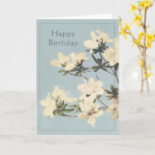 Happy Birthday  White Cream Azalea Flowers Kaart (Gele Bloem)