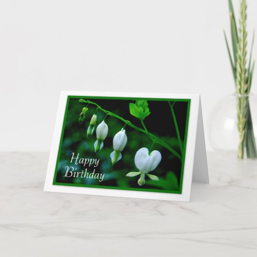 Happy Birthday White Hearts Kaart (Voorkant)