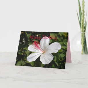 Happy Birthday White Hibiscus Card Kaart