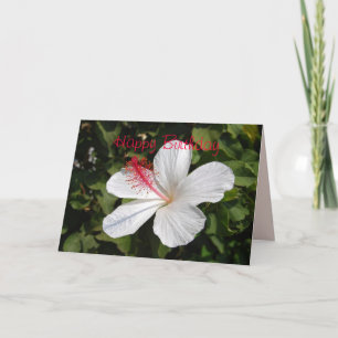Happy Birthday White Hibiscus Kaart