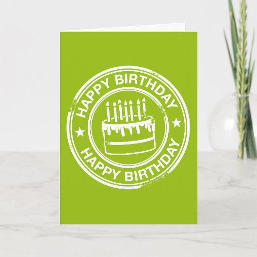 Happy Birthday - white rubber stamp effect- Kaart (Voorkant)