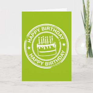 Happy Birthday - white rubber stamp effect- Kaart
