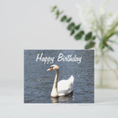 Happy Birthday white swan Briefkaart (Staand voorkant)