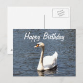 Happy Birthday white swan Briefkaart (Voorkant / Achterkant)