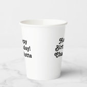 Happy Birthday White zwarte aangepaste naamtekst s Papieren Bekers (Links)