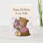 Happy Birthday Wife Love Appreciate Beer Flowers Kaart<br><div class="desc">Happy Birthday Wife liefde en waardering Cute Teddy Bear en bloemen</div>