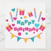 Happy Birthday Wijn Etiket (Enkel label)