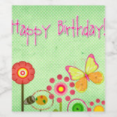 Happy Birthday Wijn Etiket (Enkel label)