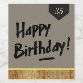 Happy Birthday wijnfles label - Mannen rustiek hou Wijn Etiket (Enkel label)