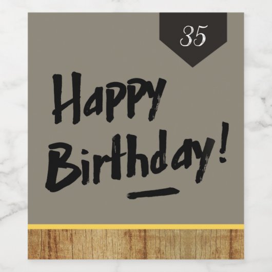Happy Birthday wijnfles label - Mannen rustiek hou Wijn Etiket (Enkel label)