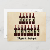 Happy Birthday wijnflessen Gepersonaliseerd Briefkaart (Voorkant / Achterkant)