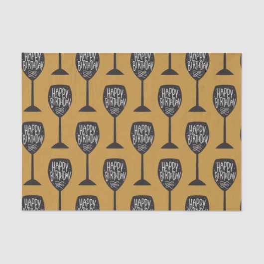 HAPPY BIRTHDAY WIJNGLAS Modern Custom Party Tissuepapier (Voorkant)