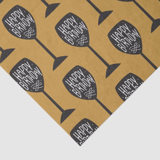 HAPPY BIRTHDAY WIJNGLAS Modern Custom Party Tissuepapier (Detail)