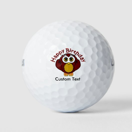 Happy Birthday - Wijze uil met gebogen tekst Golfballen (Voorkant)