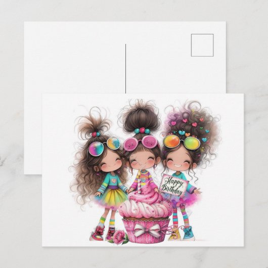 Happy Birthday wil Briefkaart (Voorkant / Achterkant)