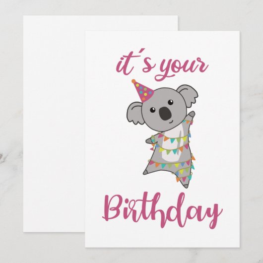 Happy Birthday wil jullie Koala Cute Animals en Kaart (Voorkant / Achterkant)
