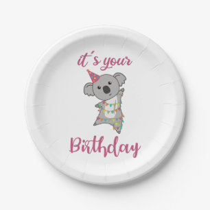 Happy Birthday wil jullie Koala Cute Animals en Papieren Bordje