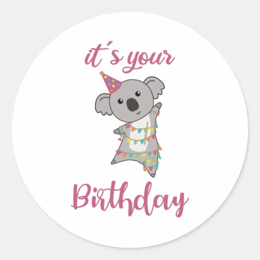 Happy Birthday wil jullie Koala Cute Animals graag Ronde Sticker (Voorkant)