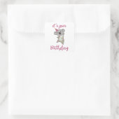 Happy Birthday wil jullie Koala Cute Animals graag Vierkante Sticker (Tas)