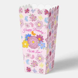 Happy Birthday Wild Flowers Garden Birds Pattern Bedankdoosjes