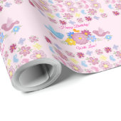 Happy Birthday Wild Flowers Garden Birds Pattern Cadeaupapier (Rol Hoek)