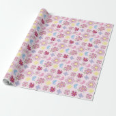 Happy Birthday Wild Flowers Garden Boho Pattern Cadeaupapier (Uitgerold)