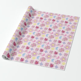 Happy Birthday Wild Flowers Garden Boho Pattern Cadeaupapier