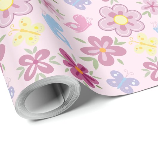 Happy Birthday Wild Flowers Garden Boho Pattern Cadeaupapier (Rol Hoek)