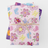 Happy Birthday Wild Flowers Garden Boho Pattern Inpakpapier Vel (In situ)