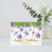 Happy Birthday Wild Flowers Waterverf Post Kaart (Staand voorkant)